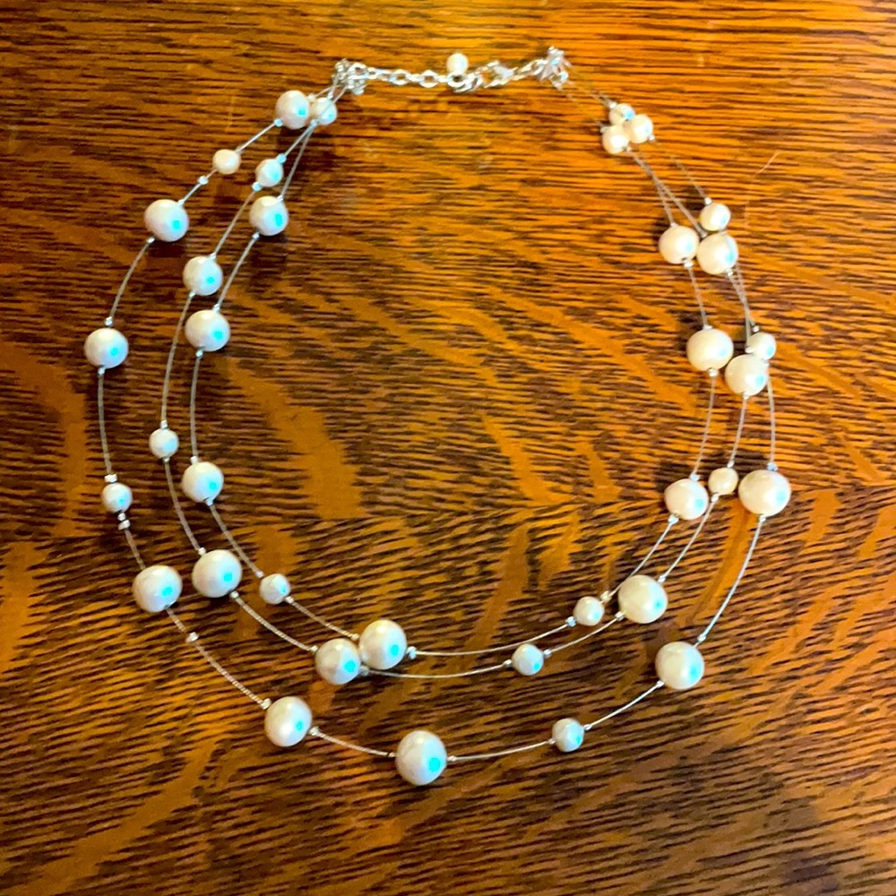 Dillards White Beaded Necklace